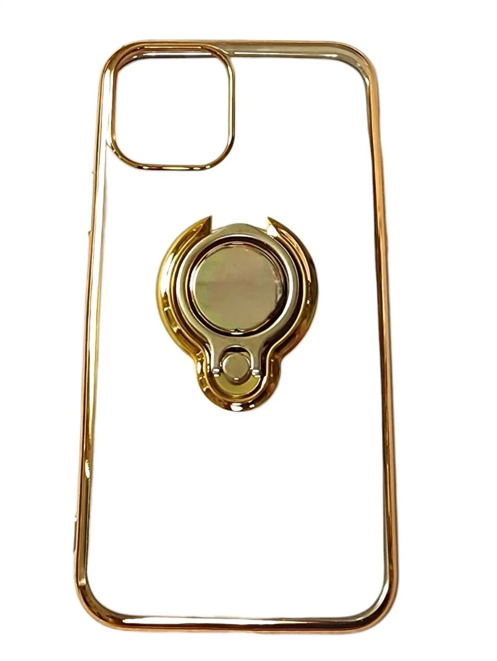 Clear Case With Gold Trim & Kickstand For iPhone 11